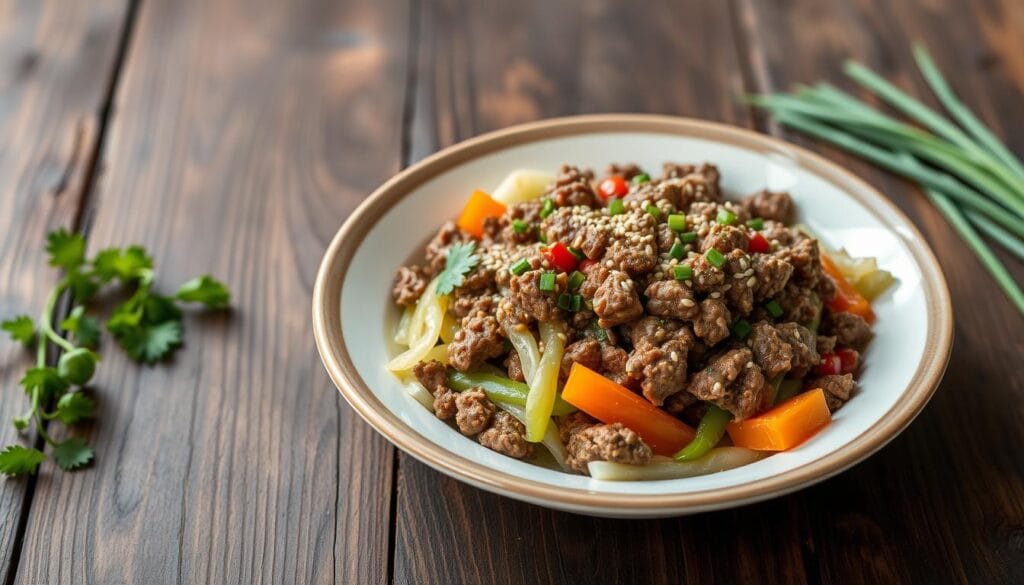 Beef and Cabbage Dish Garnishing