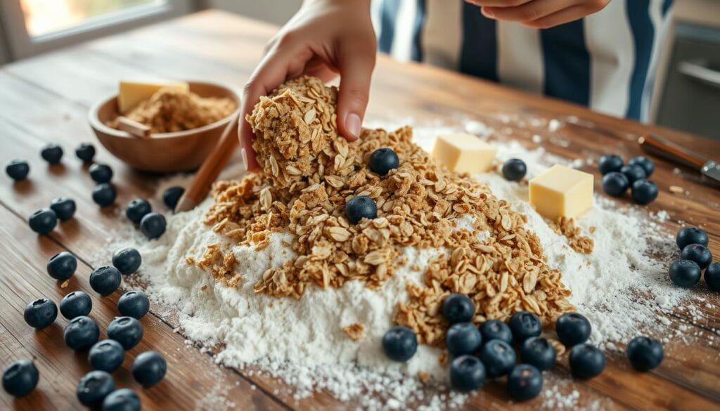 Blueberry Streusel Cake Topping Preparation