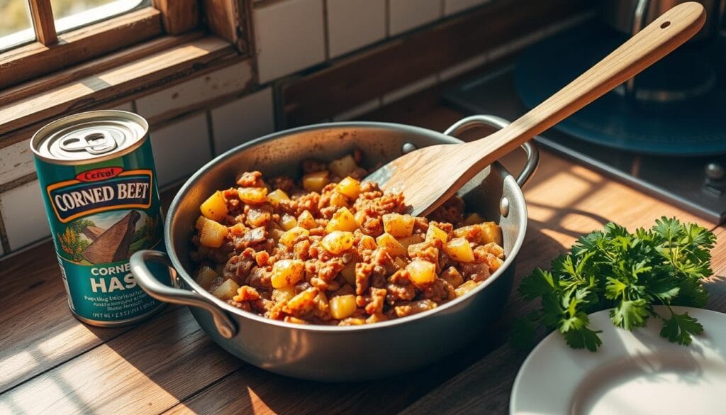 Canned Corn Beef Breakfast Preparation