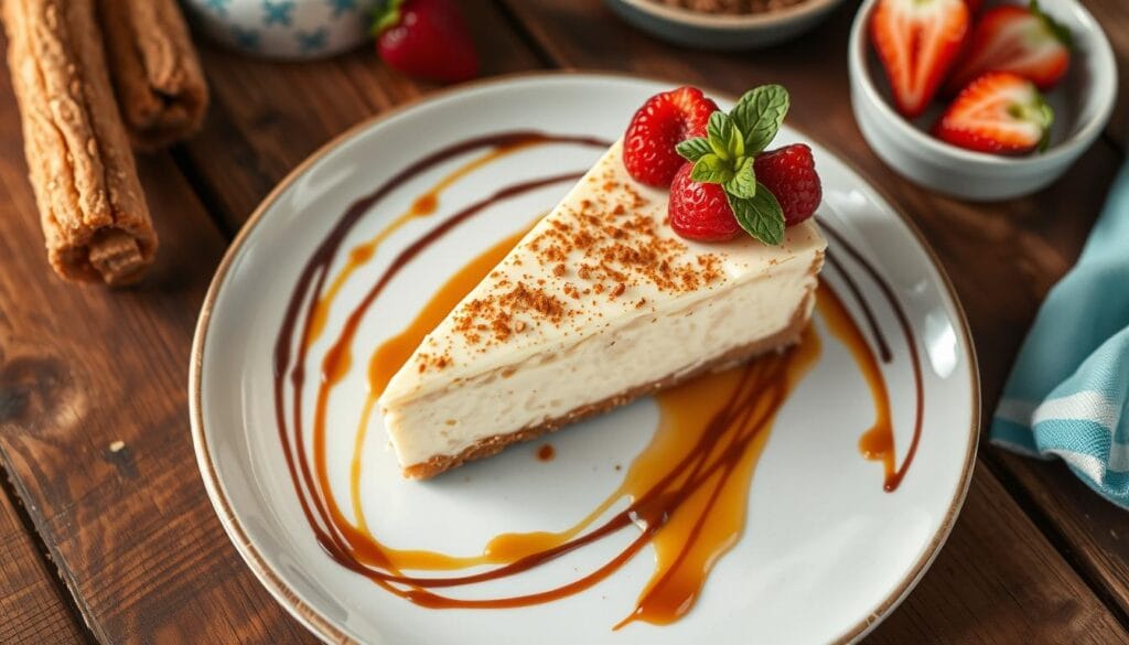 Churro Cheesecake Presentation