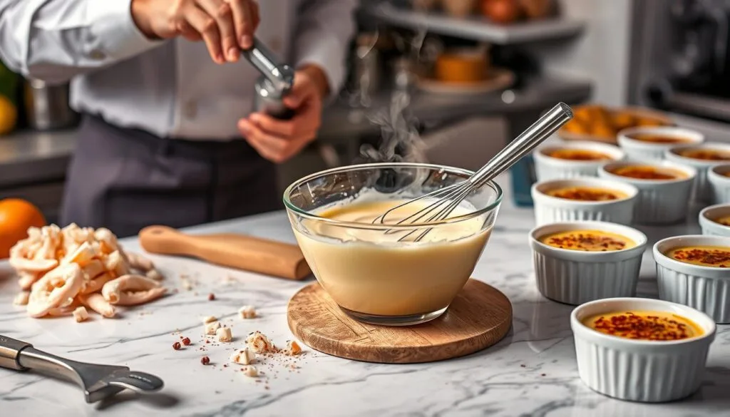 Crab Brulee Custard Preparation