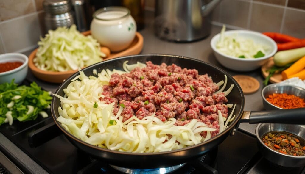 Ground Beef Cabbage Recipe Cooking Process