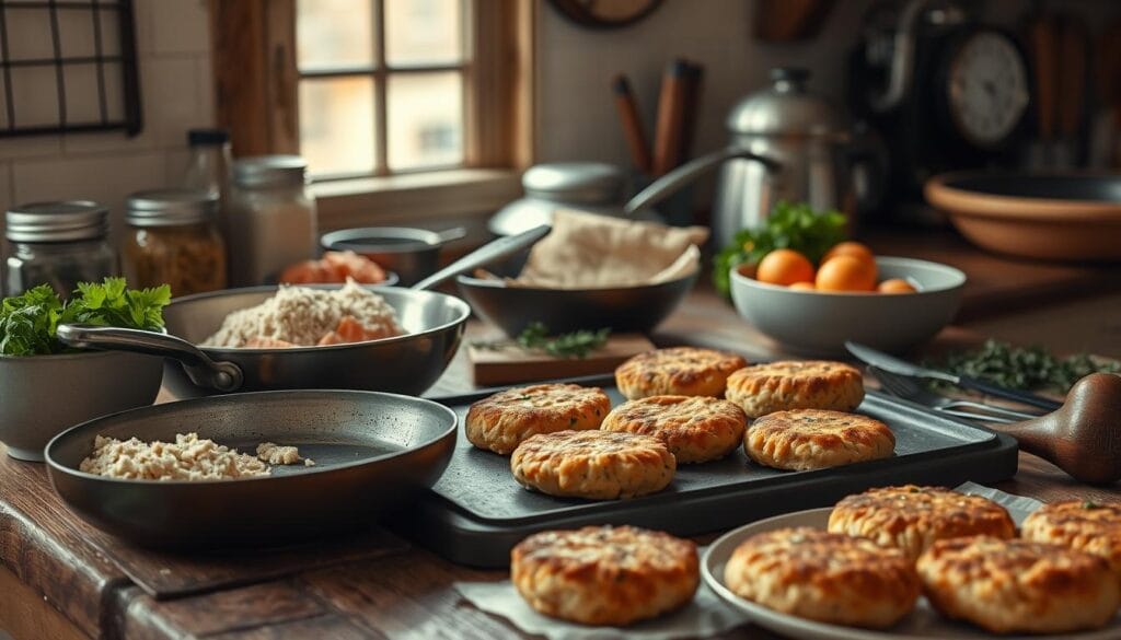 Vintage Salmon Croquettes Cooking Techniques