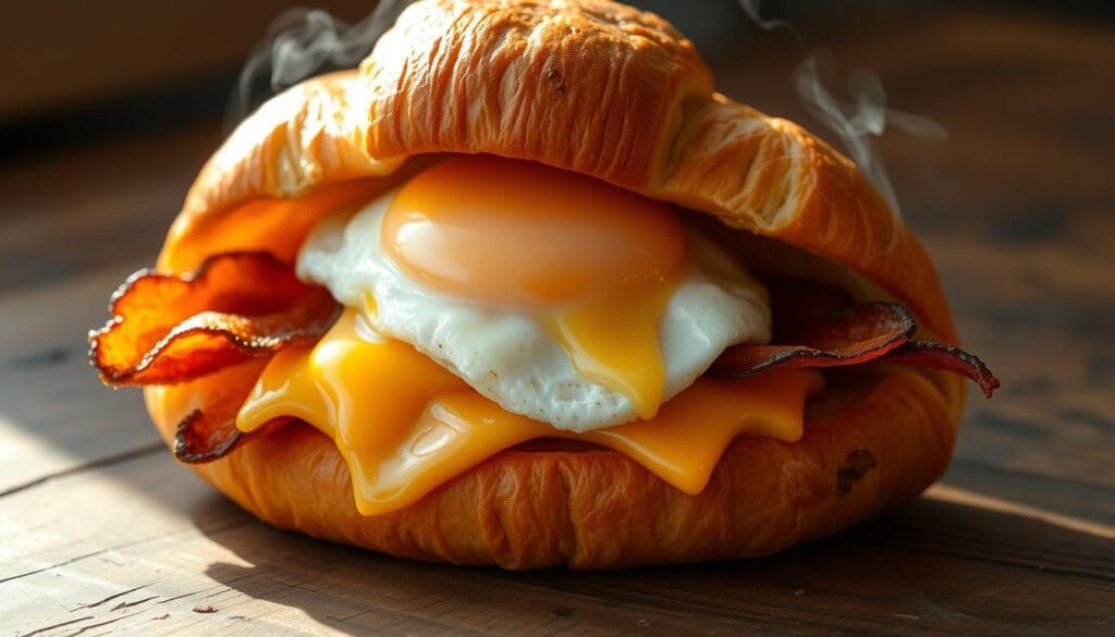 bacon egg and cheese croissant